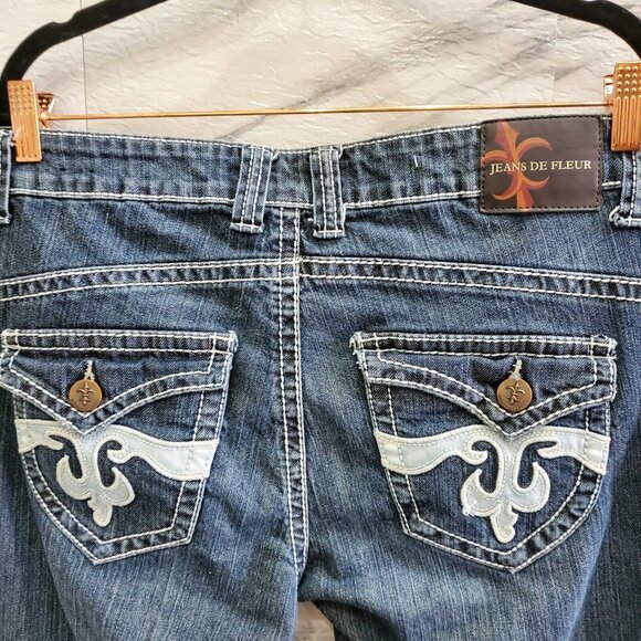 Jeans De Fleur Jeans Womens Size 11 Blue Stretch Denim Boot Leg Comfort - Picture 1 of 14